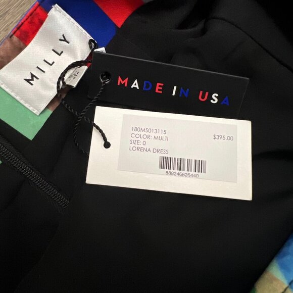 NEW Milly Lorena Striped Pattern Dress Black Size 0 NWT - Picture 7 of 7